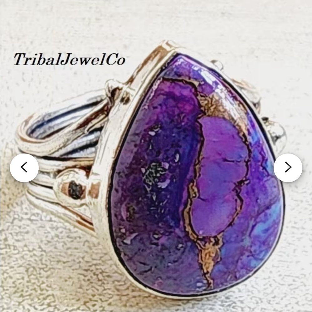 New ****Purple turquoise sterling ring sz 8. Solid sterling. Real stone